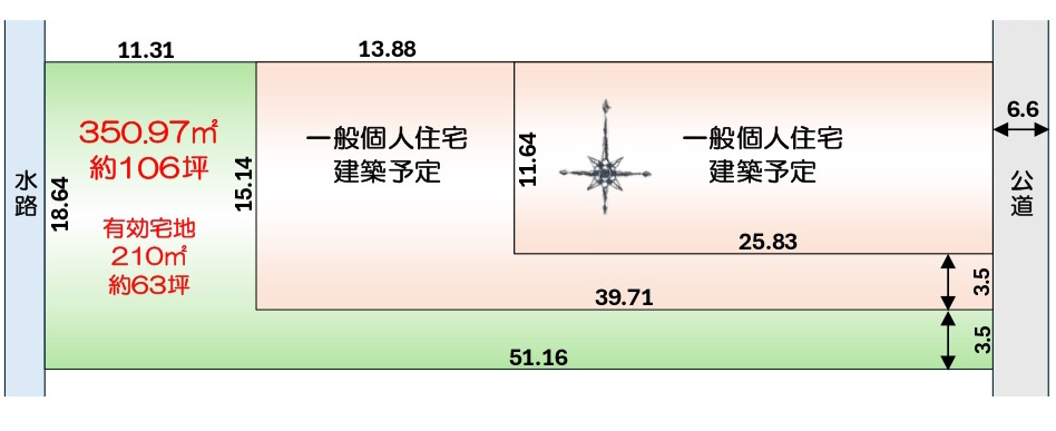 敷地面積９１坪　売地　春日部市大場①