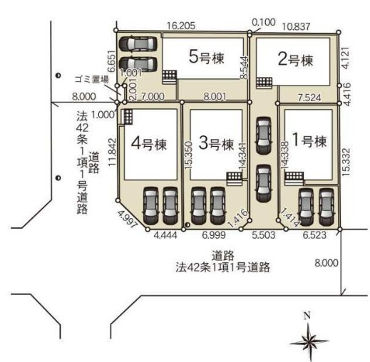 【Cradle garden】宇都宮市今宮 第3 全5棟の区画図