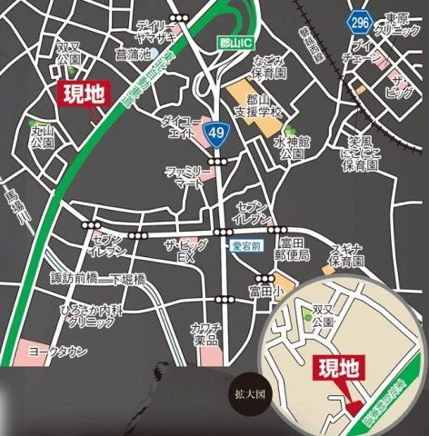 新築戸建・新築建売　郡山市喜久田町字双又　富田小・富田中の地図|現地案内図