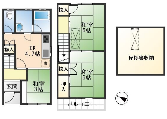 豊中市蛍池西町1丁目　中古戸建の間取り