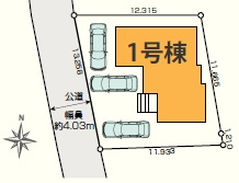川越市的場　新築戸建　駐車３台の区画図