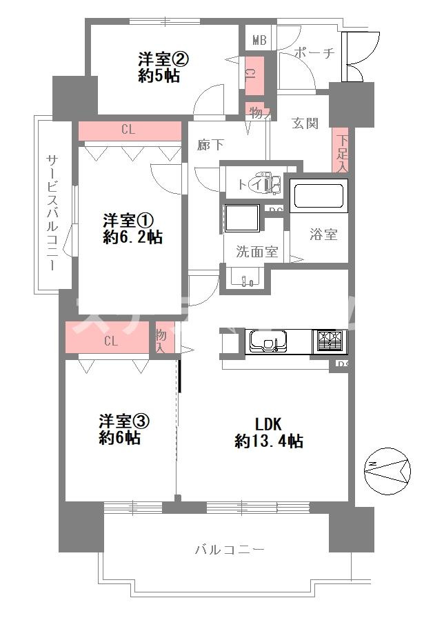 ファミール深江橋デュオの間取り|リフォーム済み3LDK
