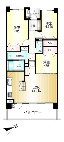 プレミスト天理の間取り|3LDK 専有面積：65.26㎡