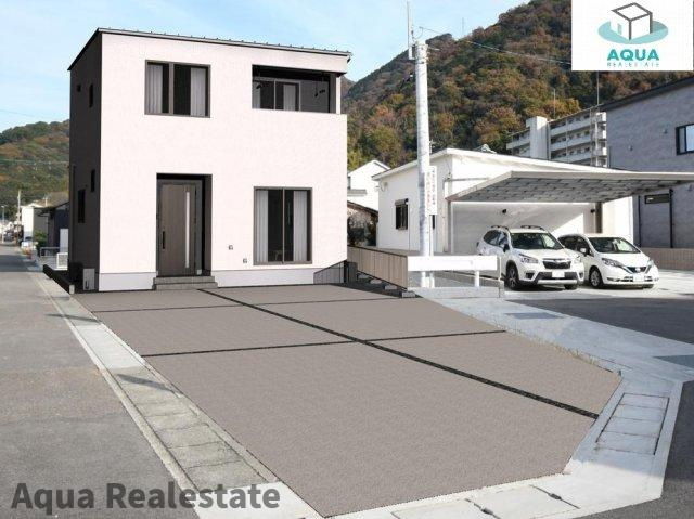 オール電化デザイナーズハウス名東町建売⑬の外観パース|落ち着いた雰囲気の外観です