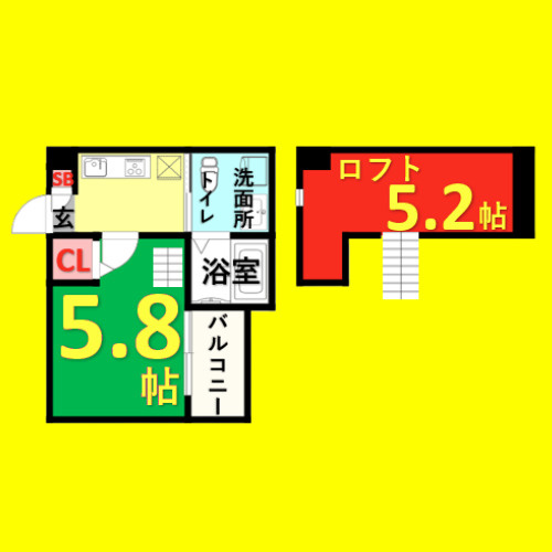 レジアス高畑(レジアスタカバタ)　名古屋市賃貸　仲介手数料無料の間取り