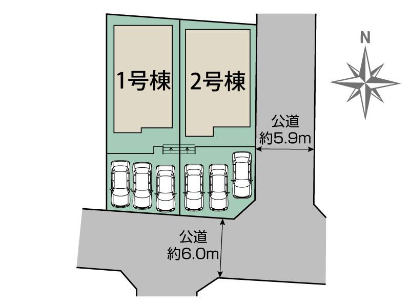大府市横根町中村149番1の一部『仲介手数料無料』新築戸建ての区画図