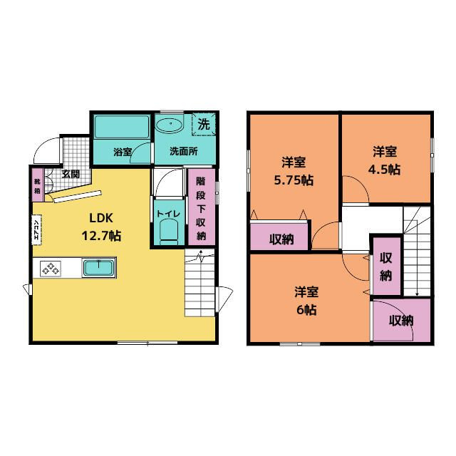 熊本市西区横手３丁目の一戸建ての間取り