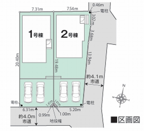 【区画図】 | 【仲介手数料０円】伊勢原市白根第1期　新築一戸建て　全2棟 | 【仲介手数料０円】伊勢原市白根第1期　新築一戸建て　全2棟