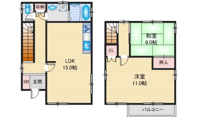南春日丘３丁目貸家の間取り