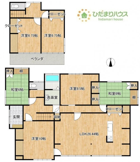 【間取り】 | 桜川市岩瀬　中古戸建 | 部屋数豊富な6LDKの間取りです。お子様の一人部屋はもちろん、ご夫婦の趣味のお部屋も実現可能です♪