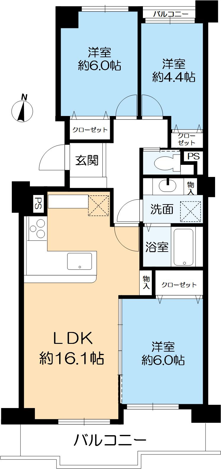 パーク・ハイム芦屋翠ヶ丘弐〇番地B棟の間取り