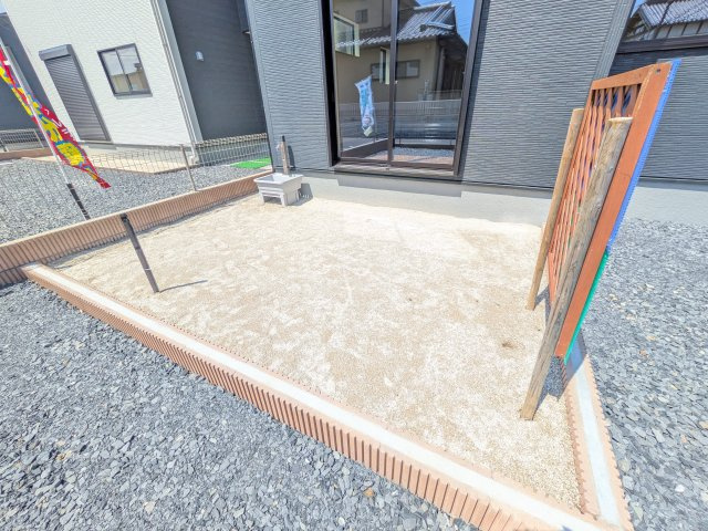 第1　常総市相野谷町　新築戸建て　3号棟の庭|日当たりや広さを現地で体感してください。理想のガーデニングや家庭菜園を始めてみませんか。