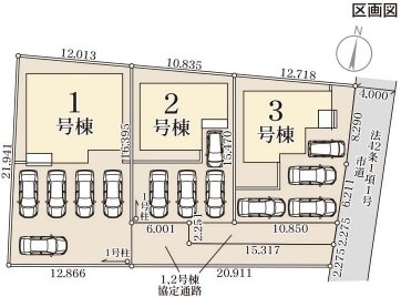 第1　常総市相野谷町　新築戸建て　3号棟の区画図|区画図です♪
