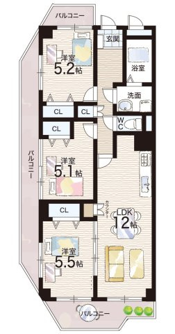 メイクアップハイツ須磨浦2号棟の間取り