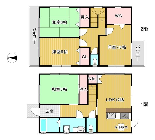 東九条河西町　戸建ての間取り
