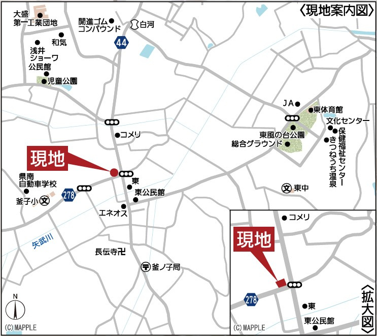 新築戸建・新築建売　白河市東釜子第1　の地図|現地案内図