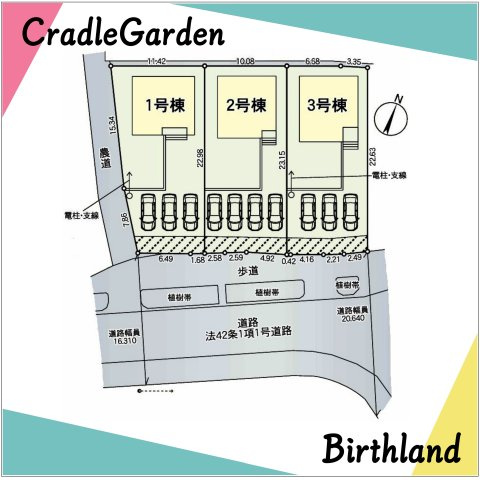 新築戸建・新築建売　白河市東釜子第1　の区画図|駐車スペース4台可能です！（車種による）南側道路で陽当たりが良く快適な家！