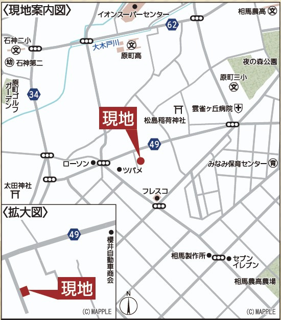 新築戸建・新築建売　南相馬市原町区大木戸第1　石神第二小・石神中の地図|現地案内図