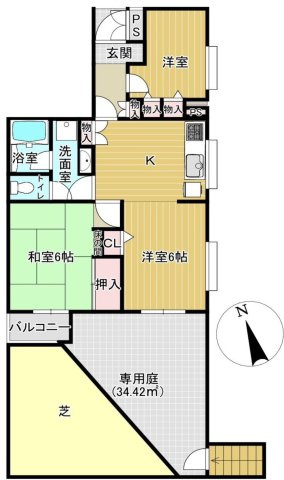 【間取り】 | シティーコープ上大岡　上大岡徒歩9分/専用庭あり/東南の角部屋