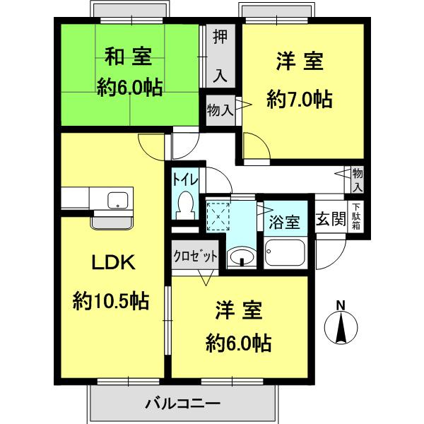 サンビレッジ南春日丘B棟の間取り