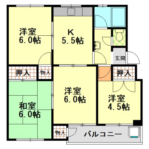 神陵台北住宅65号棟の間取り