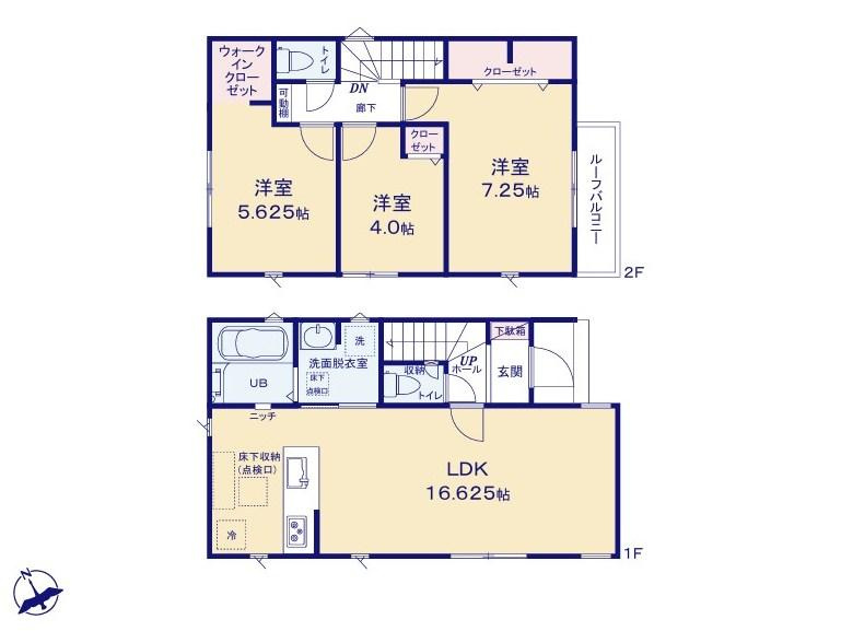 【LIGNAGE】東久留米市前沢５丁目01期の間取り|〇本物件【１号棟】の間取・平面図です〇　敷地面積:　89.38㎡　建物面積:　78.66㎡　