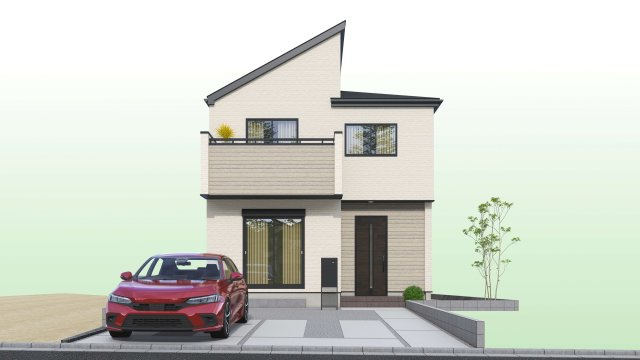 日の出町大字大久野　全3棟　1号棟の外観パース|完成予想パース