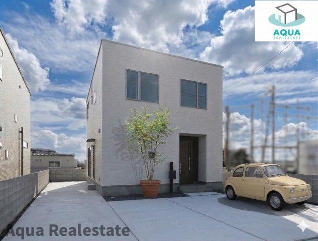 オール電化デザイナーズハウス羽ノ浦町建売㉘の外観パース|落ち着いた雰囲気の外観です