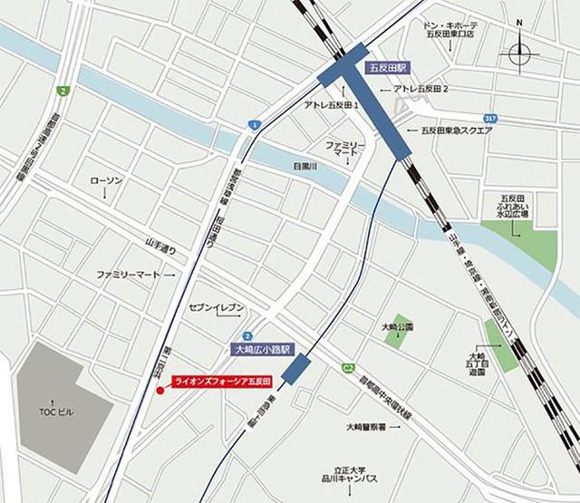 ライオンズフォーシア五反田の地図