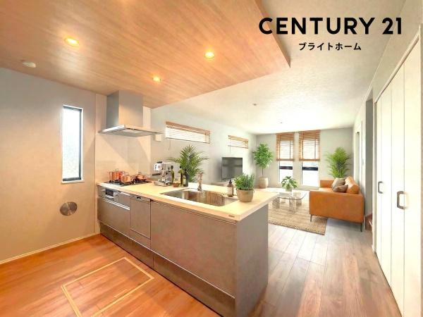 横浜市金沢区富岡西１丁目の新築一戸建のキッチン|広々としたキッチンは、
落ち着いて料理が出来ます！
※家具等はＣＧでの参考レイアウトです。