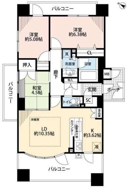 アリストタワー和歌山シティの間取り