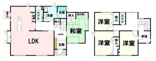 北葛城郡上牧町桜ケ丘３丁目　一戸建の間取り