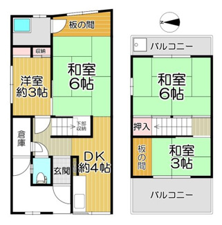 【間取り】 | 伊丹市昆陽東４丁目中古テラスハウス | ４DKの間取りです♪お好きなリフォームや流行りのDIYを楽しみたい方にいかがでしょうか？
