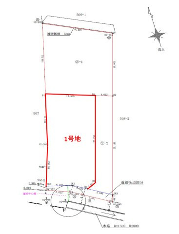 コンフォートヒルズ高崎下大類町1期　1号地の区画図