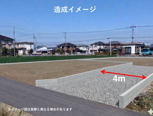 コンフォートヒルズ高崎下大類町1期　1号地の前面道路含む現地写真