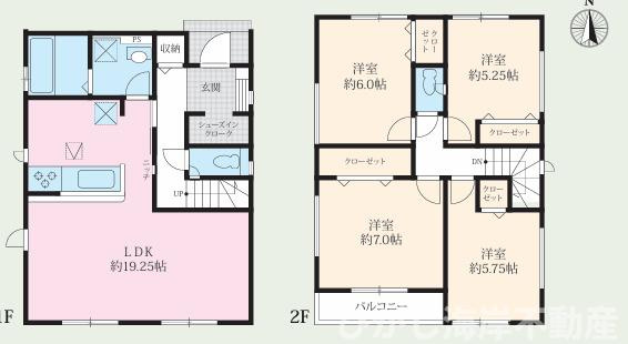 平塚市御殿4丁目　新築戸建　全５棟の間取り|南向き　４LDK