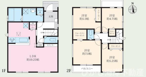 平塚市御殿4丁目　新築戸建　全５棟の間取り|南向き　４LDK