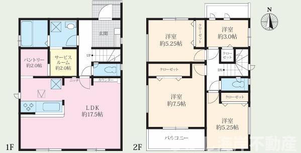 平塚市御殿4丁目　新築戸建　全５棟の間取り|南向き　４SLDK