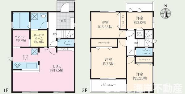 平塚市御殿4丁目　新築戸建　全５棟の間取り|南向き　４SLDK