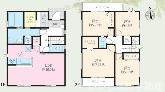 平塚市御殿4丁目　新築戸建　全５棟の間取り|南向き　４SLDK
