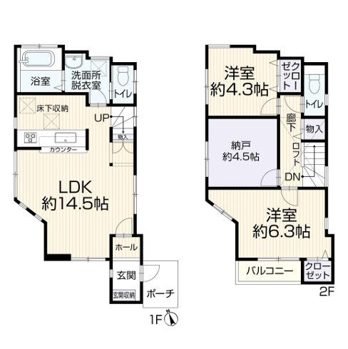 藤沢市辻堂6丁目　中古戸建の間取り|南向き　２SLDK