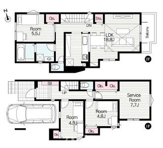 藤沢市辻堂６丁目　新築戸建　全３棟の間取り|南東向き　3SLDK