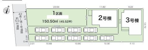 平塚市上平塚　新築戸建　全3棟の区画図|対象2号棟