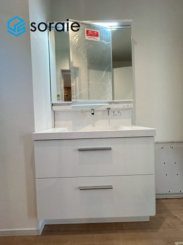 所沢市北秋津8期全1棟　新築戸建の独立洗面台|5/18撮影