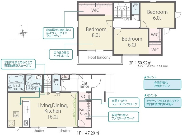 取手市野々井　01期　新築戸建ての間取り|南向きで陽当り良好です♪