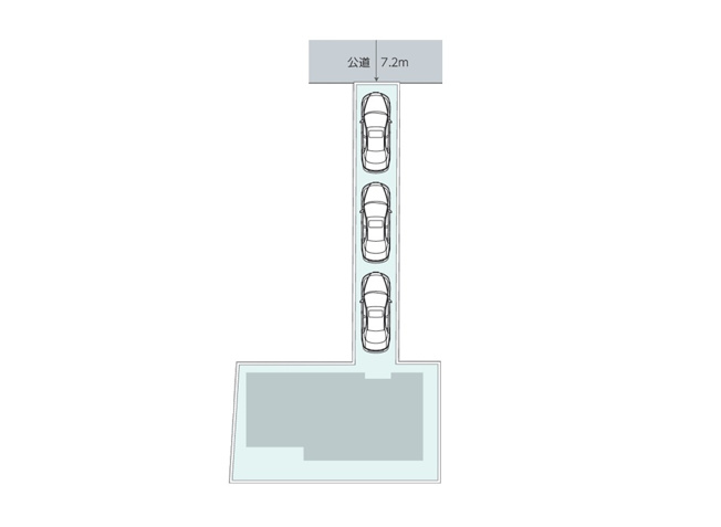 【区画図】 | 志木市上宗岡3丁目　中古一戸建住宅　(志木本店) | 通りからの視線を気にせずのびのび過ごせる旗竿地。
カースペース3台のゆとりあるカースペース。