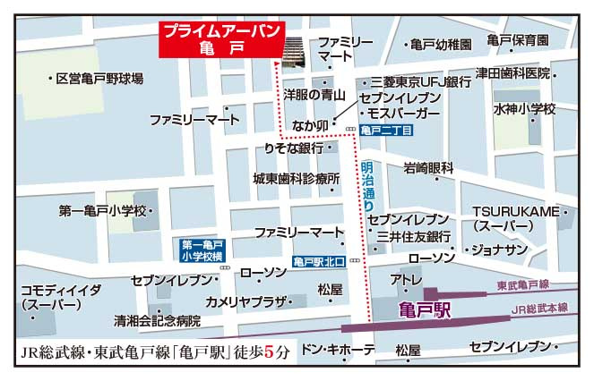 プライムアーバン亀戸の地図
