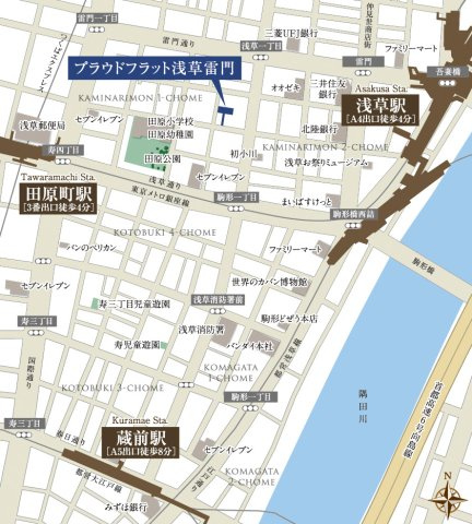 プラウドフラット浅草雷門の地図