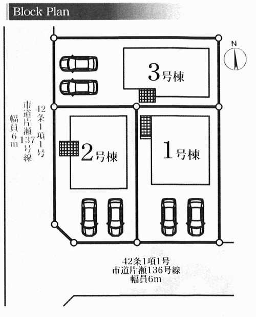 藤沢市片瀬山1丁目　新築戸建全3棟の区画図