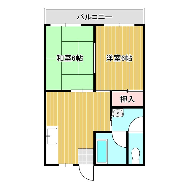 久留米市田主丸町殖木のアパートの間取り